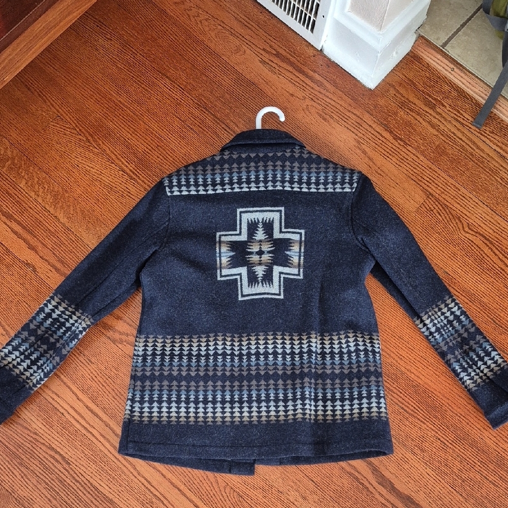 Pendleton Navy And Gray Patterned Wool Jacket - image 2